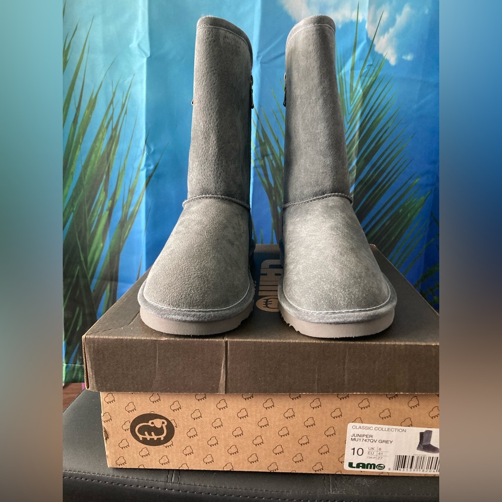 LAMO Juniper Classic Collection Genuine Suede Leather Winter Boots Grey Size 10